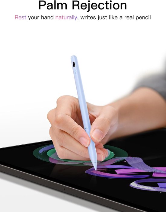 Stylus voor Apple iPad 2018-2026, snel opladen met handpalmafwijking, kanteldetectie, compatibel met iPad 11/10/9/8/7/6/A16, Mini 7/6/5, Air M4/M3/M2 11"/13"/5/4/3, Pro M5/M4 13"/12. 9″/11 ″ — afbeelding 2