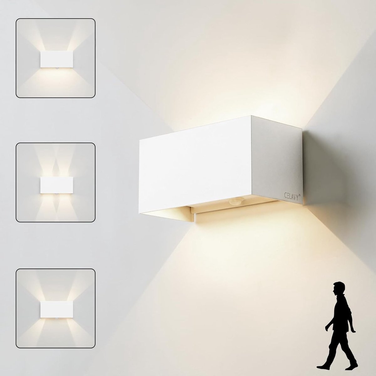 Led-buitenlamp met Bewegingsmelder - Wit - Neutralweiß - LED Wandlamp met Verstelbare Lichtstraal - Voor Binnen en Buiten
