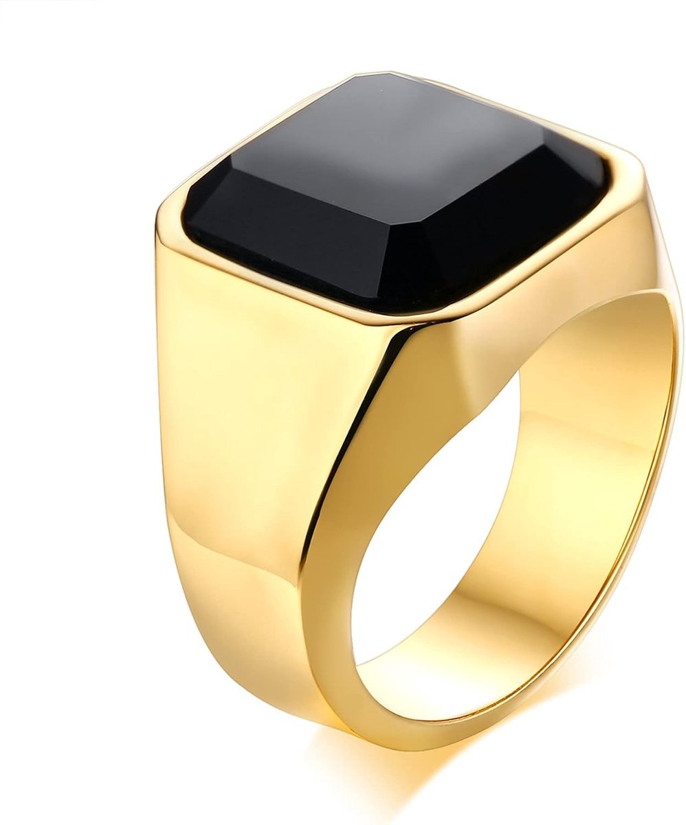 Herenring, roestvrij staal, duimband, klassieke zwarte steenring, voor bruiloft, verjaardag, verloving, herenaccessoires