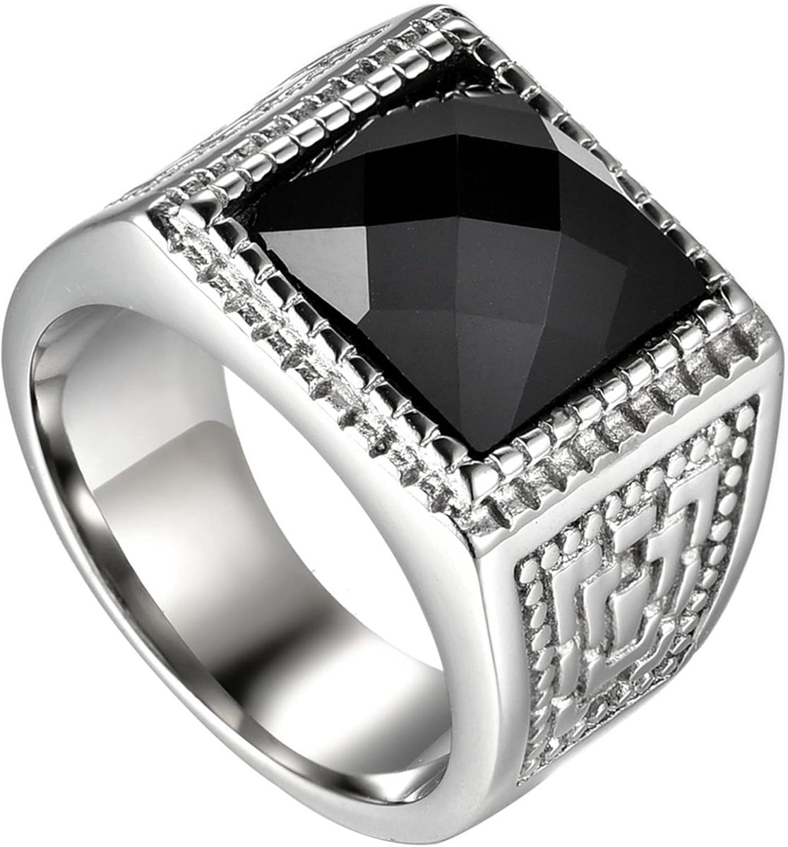 Herenring, zegelring, duimring, zilverkleurig, bruiloft, verloving, verloving, vintage biker, herenaccessoires