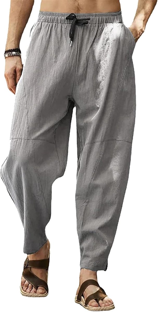Broek voor heren, casual yoga strandbroek, trekkoord elastische taille broek voor heren