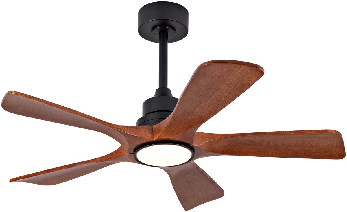 COVREO Plafondventilator met verlichting 42 inch, walnoot zwart, 6 snelheden