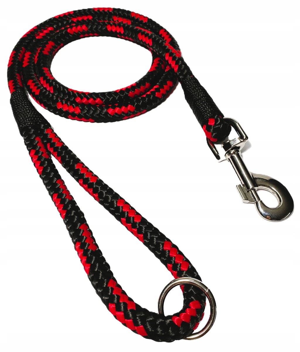 Sterke Hondenlijn 150cm/12mm Zwart-Rood met Ring