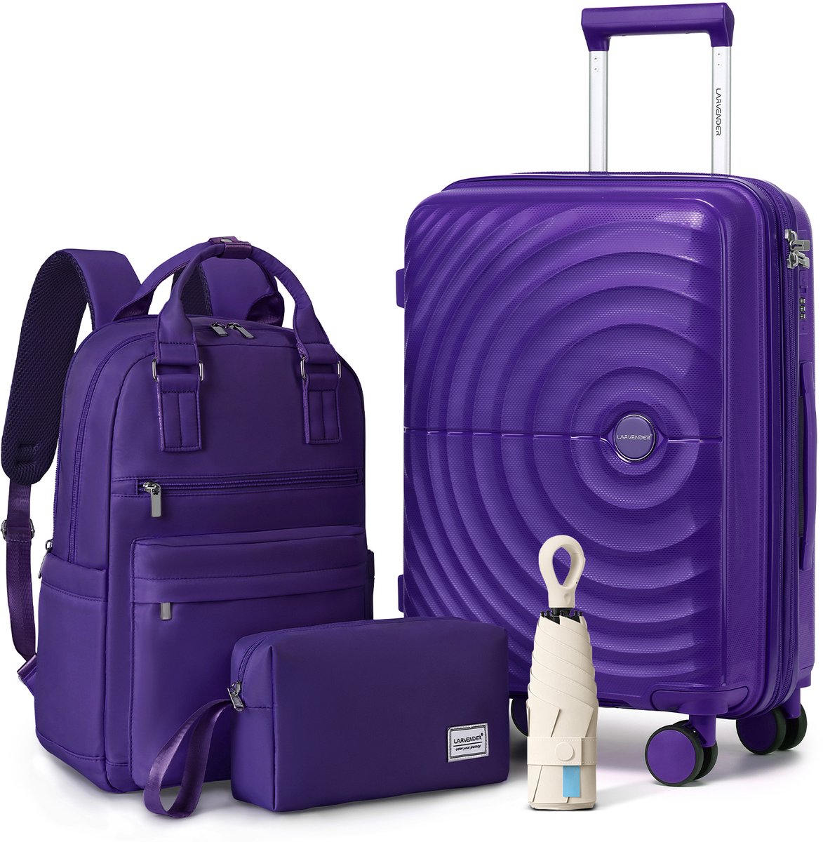 COVREO Kofferset 3-delig donkerpaars, hardcase polypropyleen handbagage