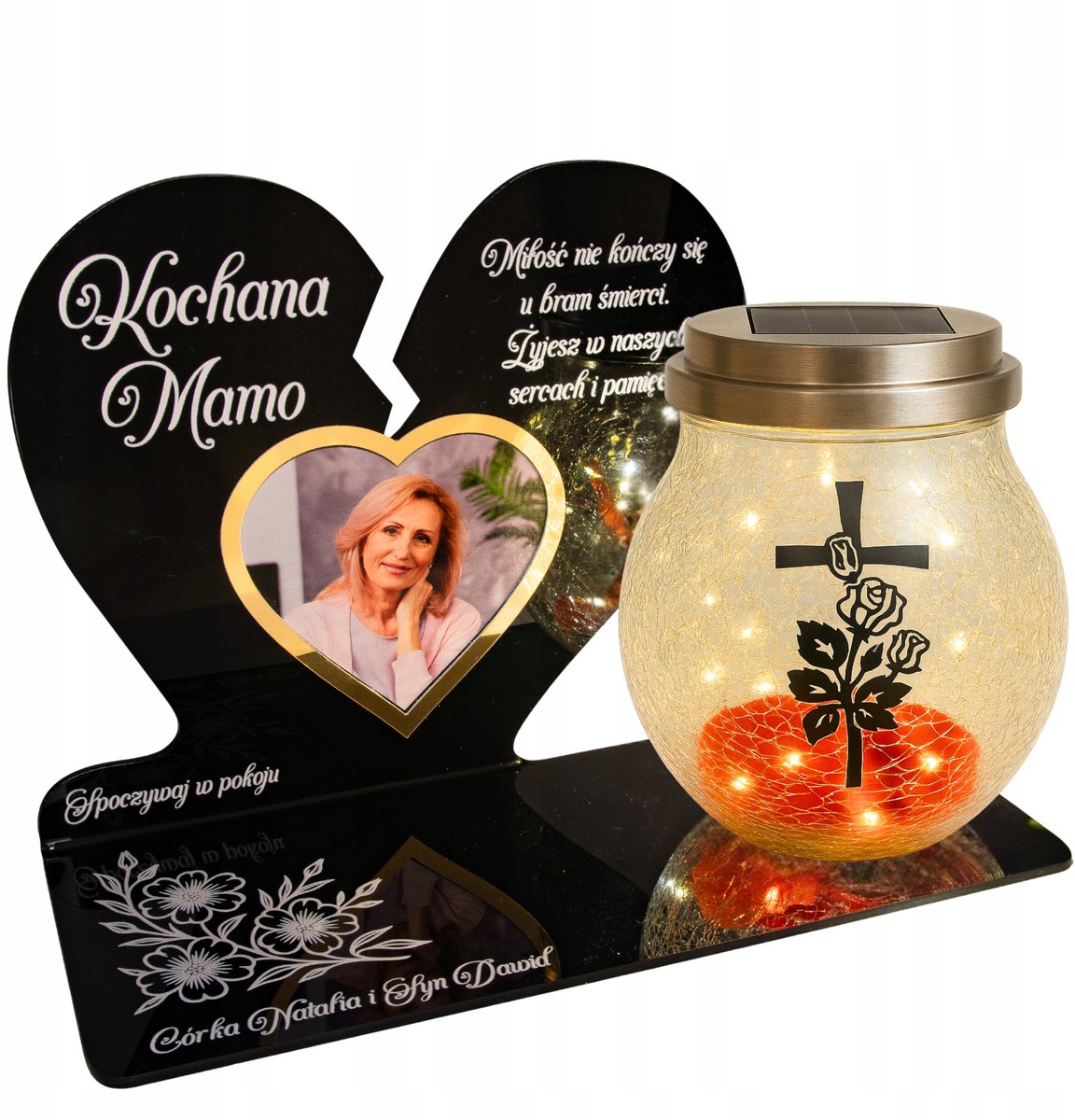 Merkloze Zonne-LED Graflicht Hart met Foto - Herinnering