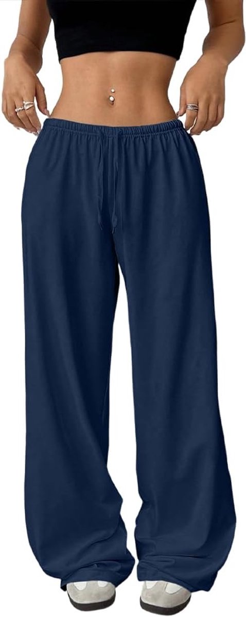 Joggingbroek voor dames, brede broek, vloeiend, hoge taille, elastisch, ultrazacht, licht, casual, sport, zomer