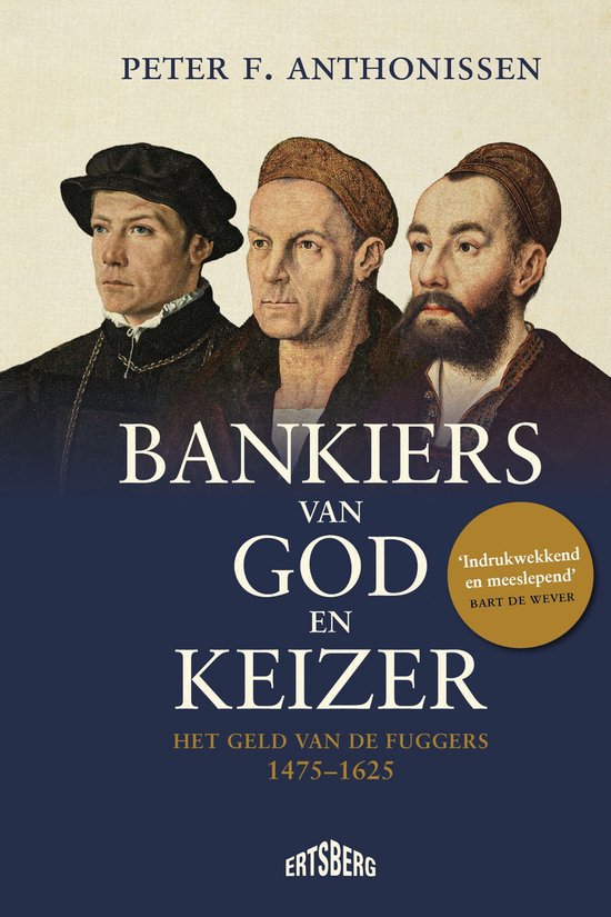 Boek "Bankiers van God en Keizer" met portretten van drie mannen in historische kledij.