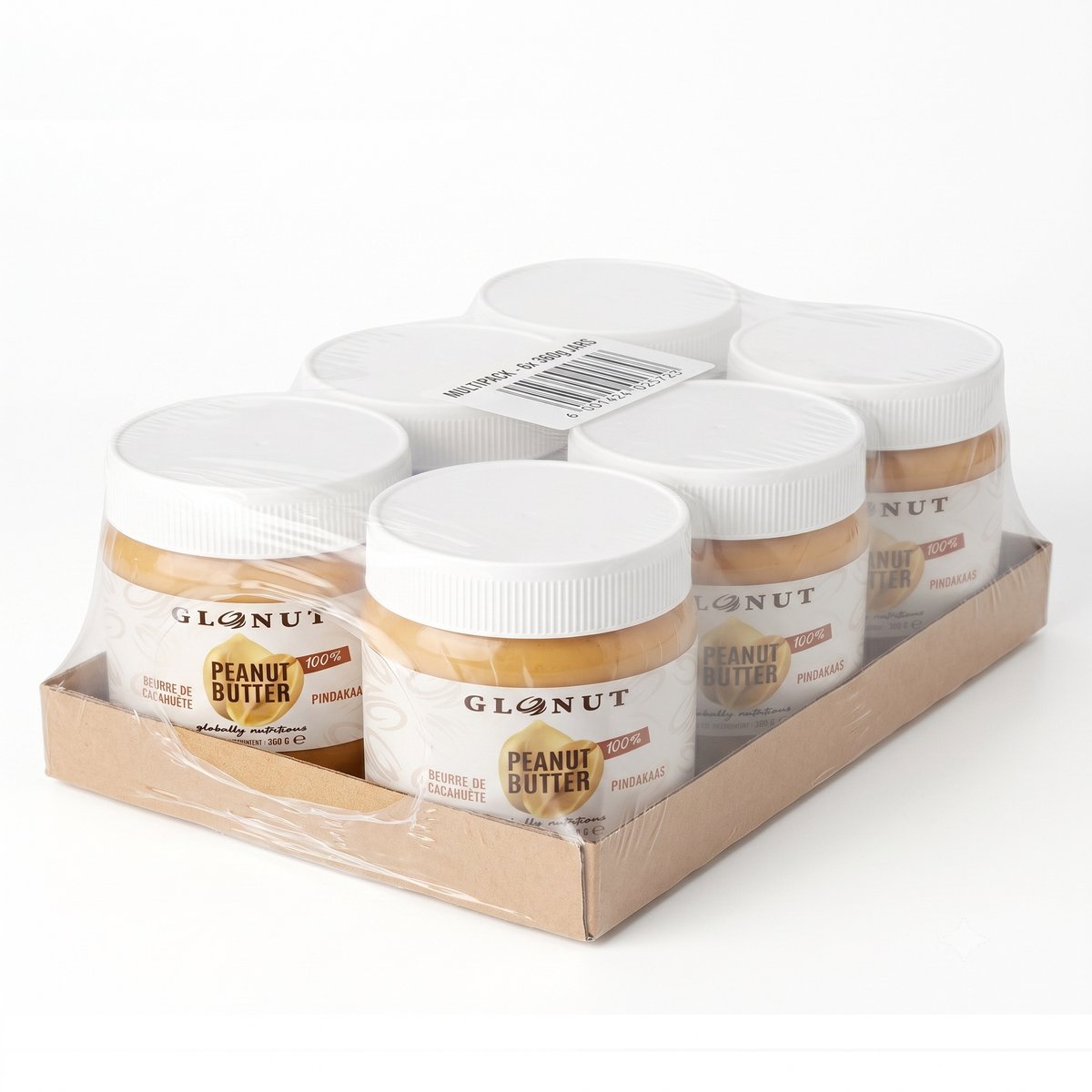 GloNut | 100% Pindakaas zonder vel (360 g) x 6