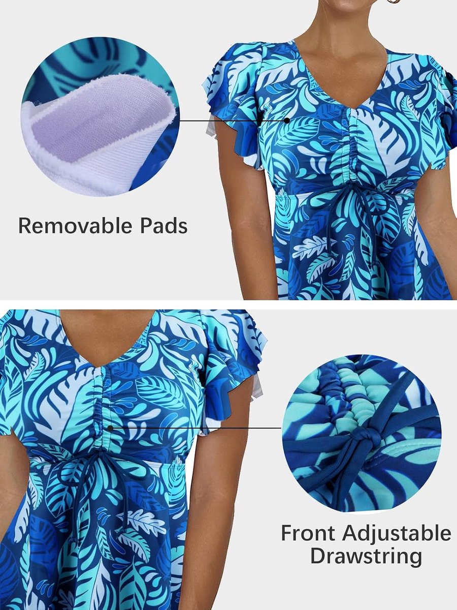 Tweedelig badpak voor dames, push-up tankini-set met zwemshorts, badmode