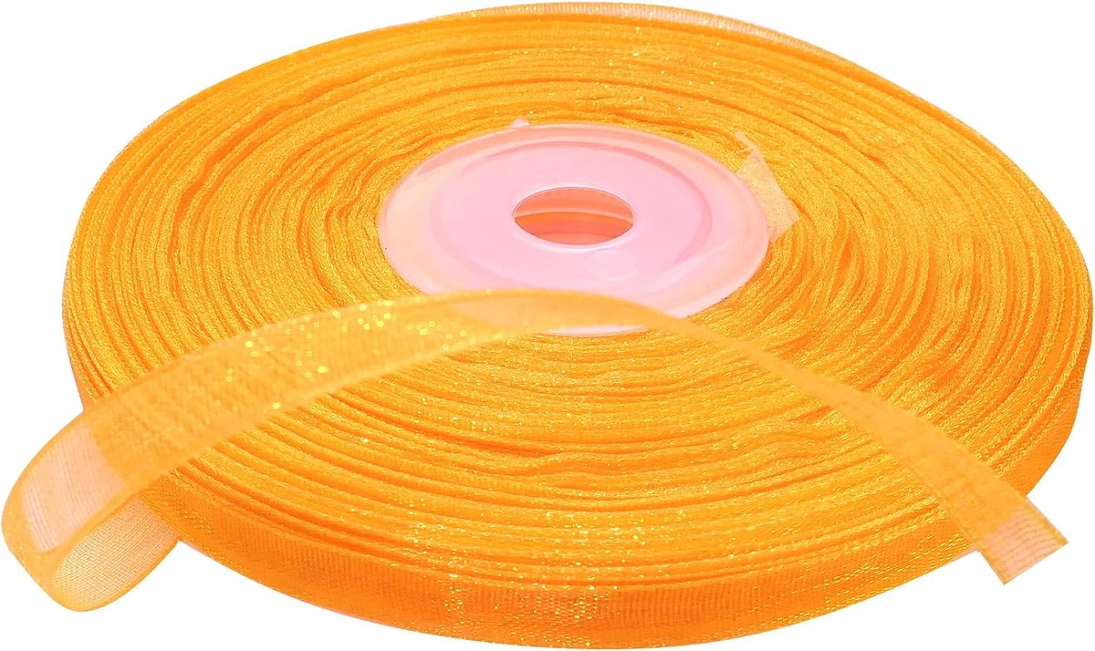 - C50860 - organza lint glanzend decoratief organza - 6 mm x 45 meter - maïsgeel - creatieve projecten naaikunst geschenkverpakking voor verjaardagsfeest