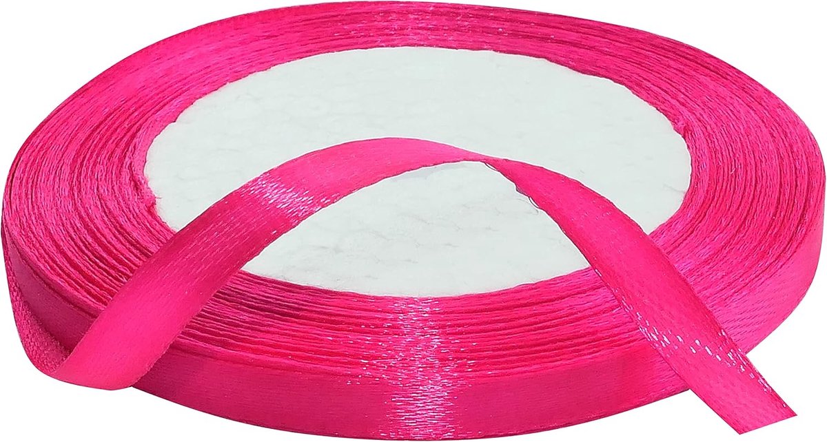 - C50443 - Fijn glanzend decoratief satijnen lint - 6mmx22 meter - Frambozenroze - creatieve projecten Couture Art inpakcadeaus verjaardagsfeestje