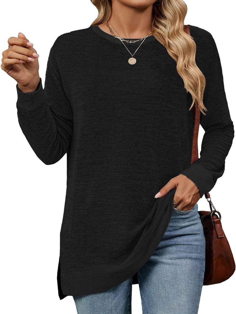 Pullover dames ronde hals losse trui elegante kleurafstemming lang shirt met lange mouwen dames