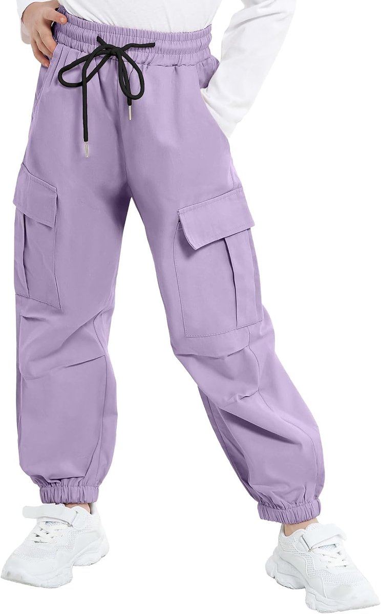 Y2k Cargobroek voor meisjes, elastische taille, casual, baggy, parachutebroek, meerdere zakken, dansbroek, Y2k kinderbroek voor 5-14 jaar