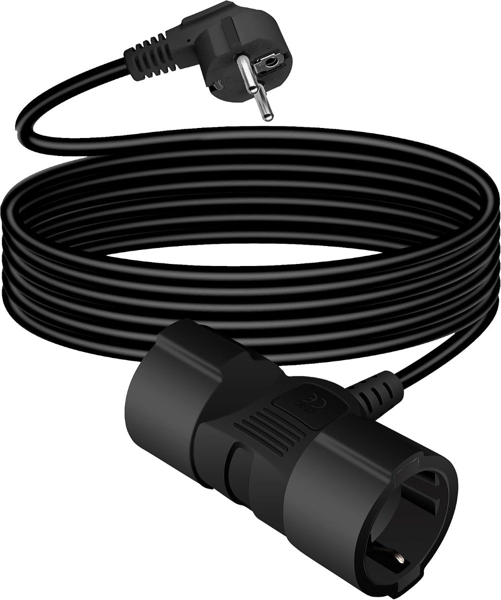 Verlengkabel dubbele stekker, 2M stekkerdoos 2-voudig met flexibele kabel, stroomverlengkabel met dubbele stekkerdoos Max 3500W, Duitse omvormer stopcontact EU stekker voor thuis, kantoor, zwart