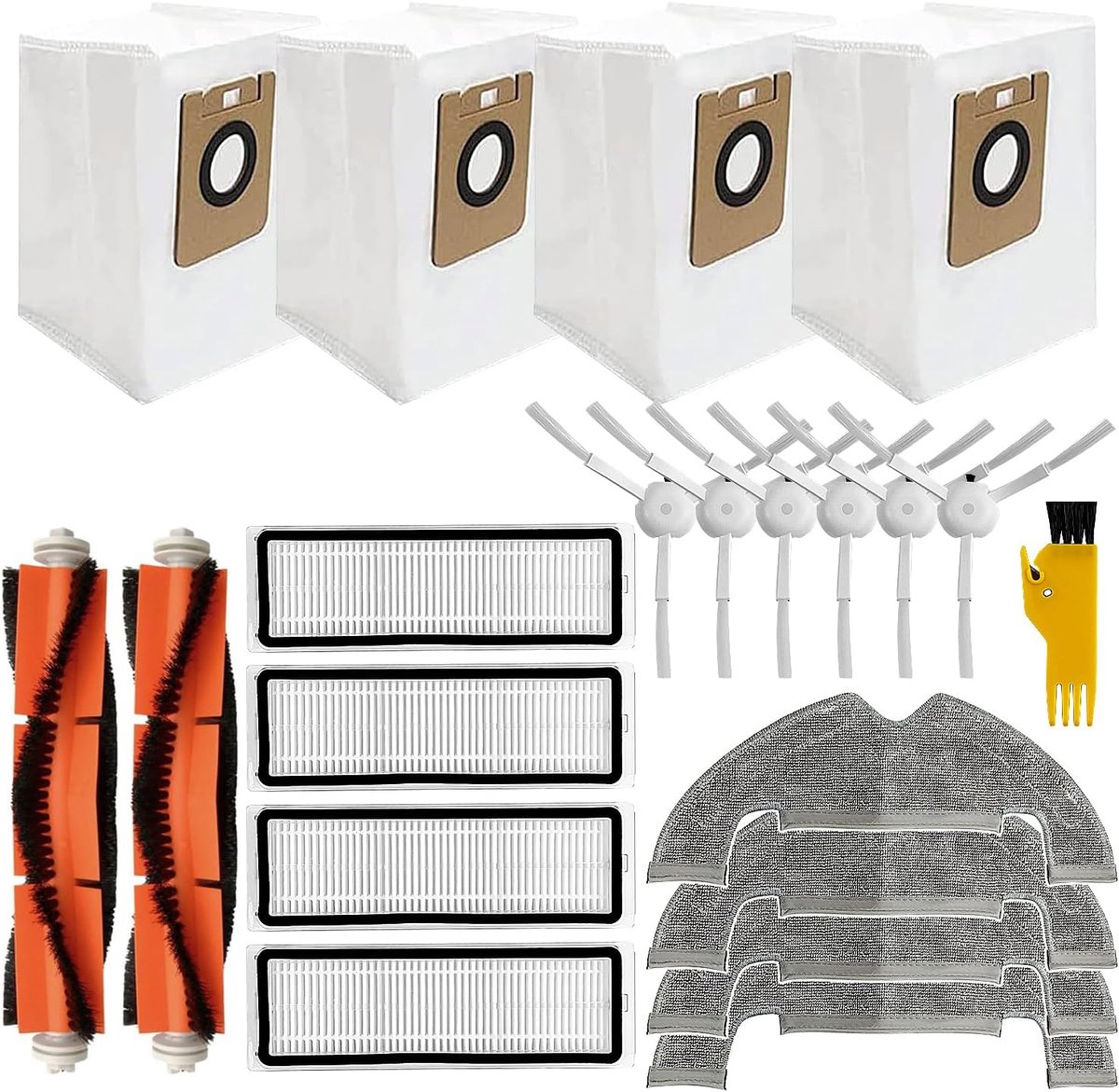 Reserveonderdelen voor Dreame L10plus/Z10pro/D10PLUS | Met 2 hoofdborstels, 6 zijborstels, 4 filters, 4 doeken, 4 stofzakken en gereedschap.