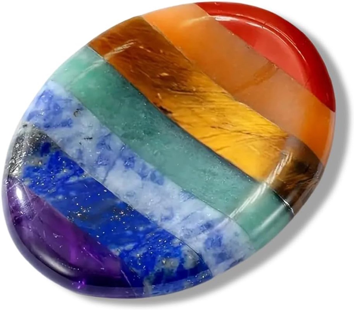 Kristallen, 1 ovale steen voor 7 chakra's, kristal ter verlichting van angst, chakra-kristal, gebalanceerde energiecentra
