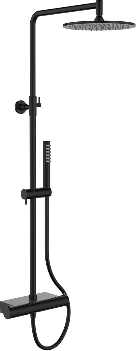 Thermostaatregendouche met plank, thermostaatarmatuur, douchesysteem, wandmontage, modern design, eenvoudige installatie - 15001GM