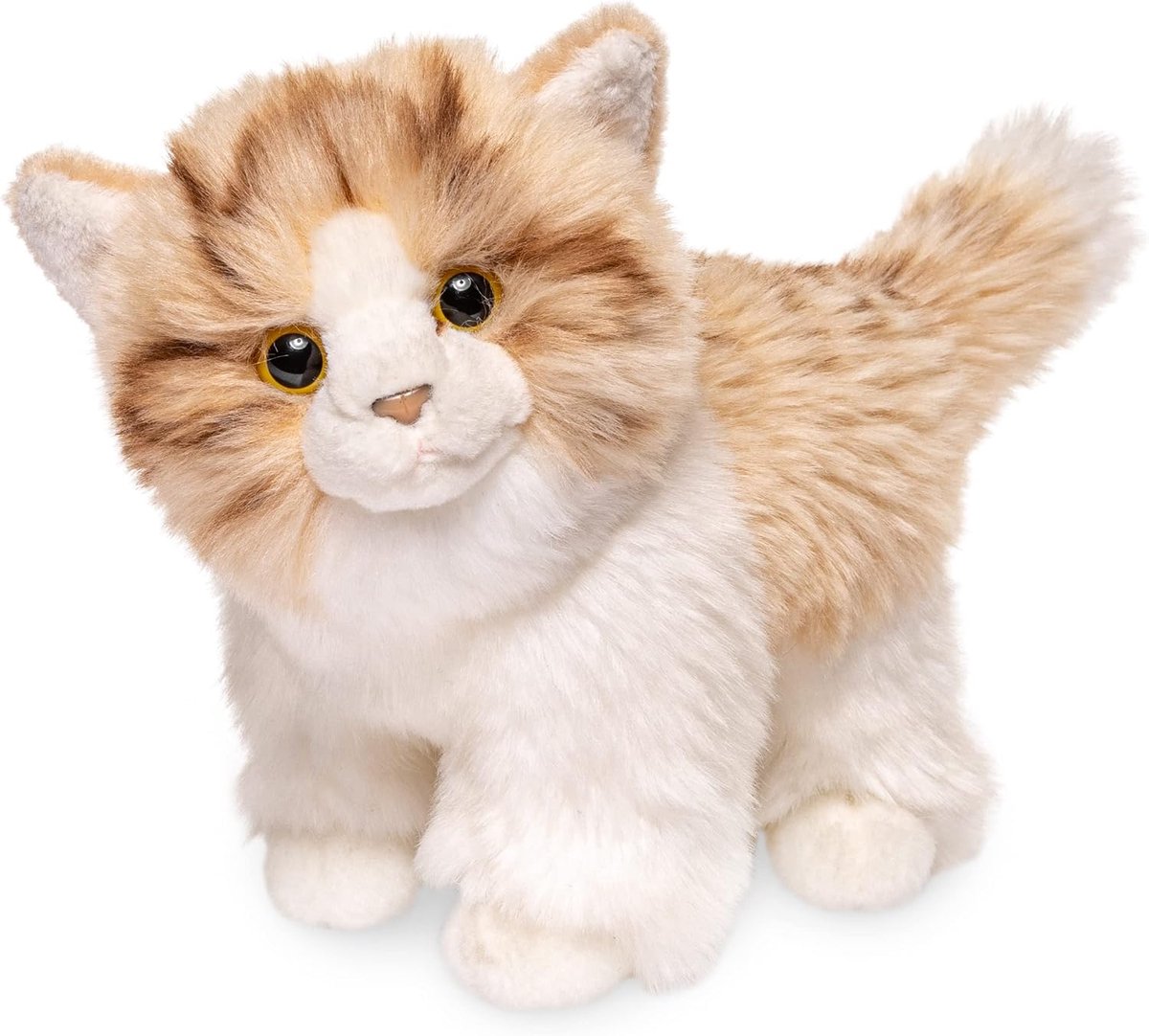 - Katje, staand (beige-wit) - 18 cm (lengte) - pluche kat - pluche dier