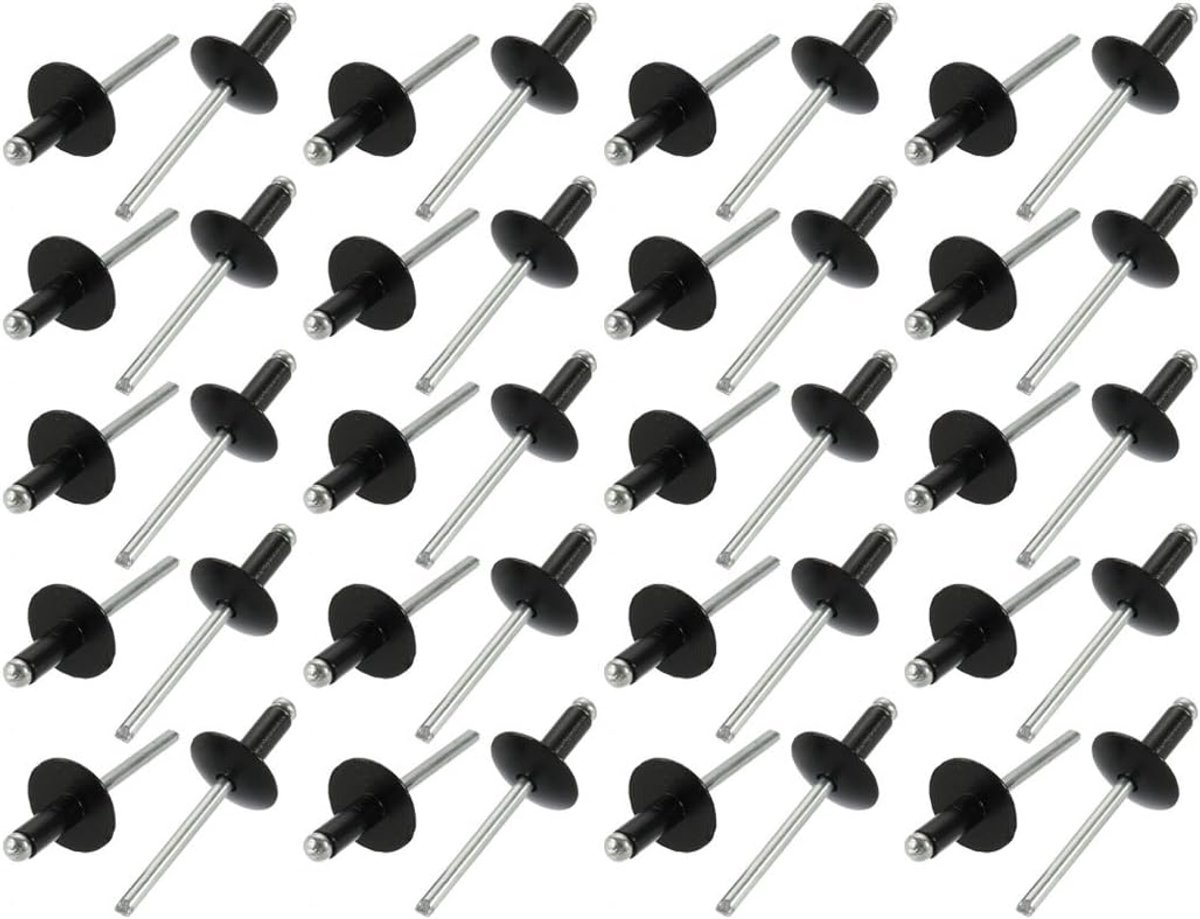 Sourcing map 40 st. aluminium open einde grote flens blind klinknagels 4,8 mm x 12 mm