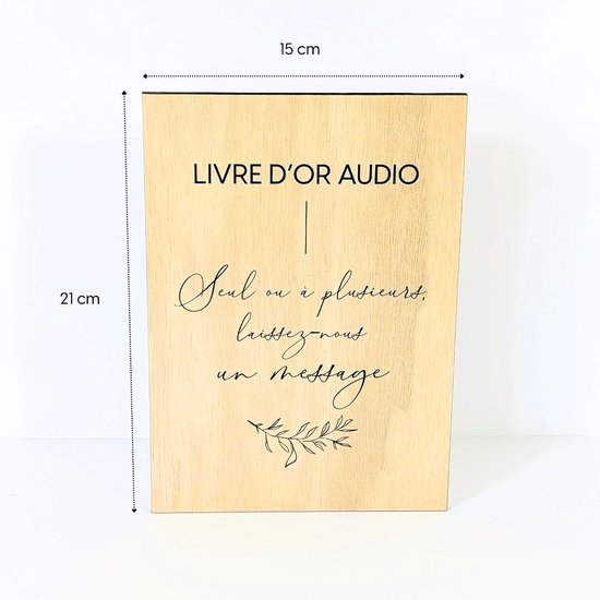 Bruiloft - Audio-gastenboek - A5 houten bord - decoratie bruiloft - gastenboek poster bruiloft — afbeelding 2