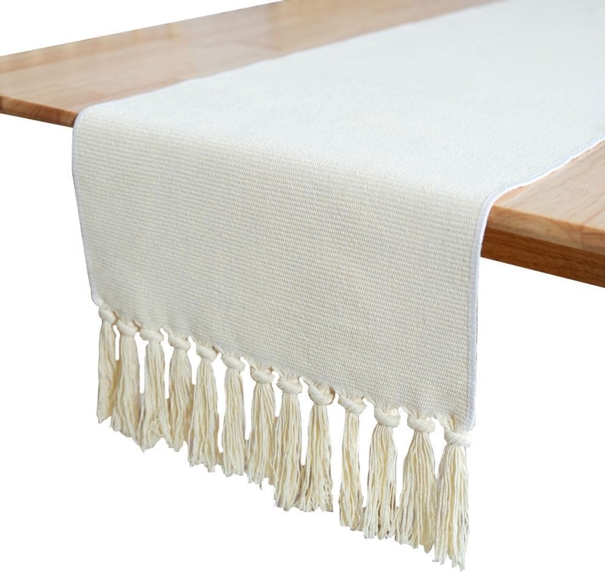 Tafelloper Met Franjes Tafelloper Smalle Tafeldecoratie Tafelkleed Decoratieve Tafelrunner Voor Eettafel Salontafel Keukentafel Dressoir Bruiloft Feest Woondecoratie (Wit)