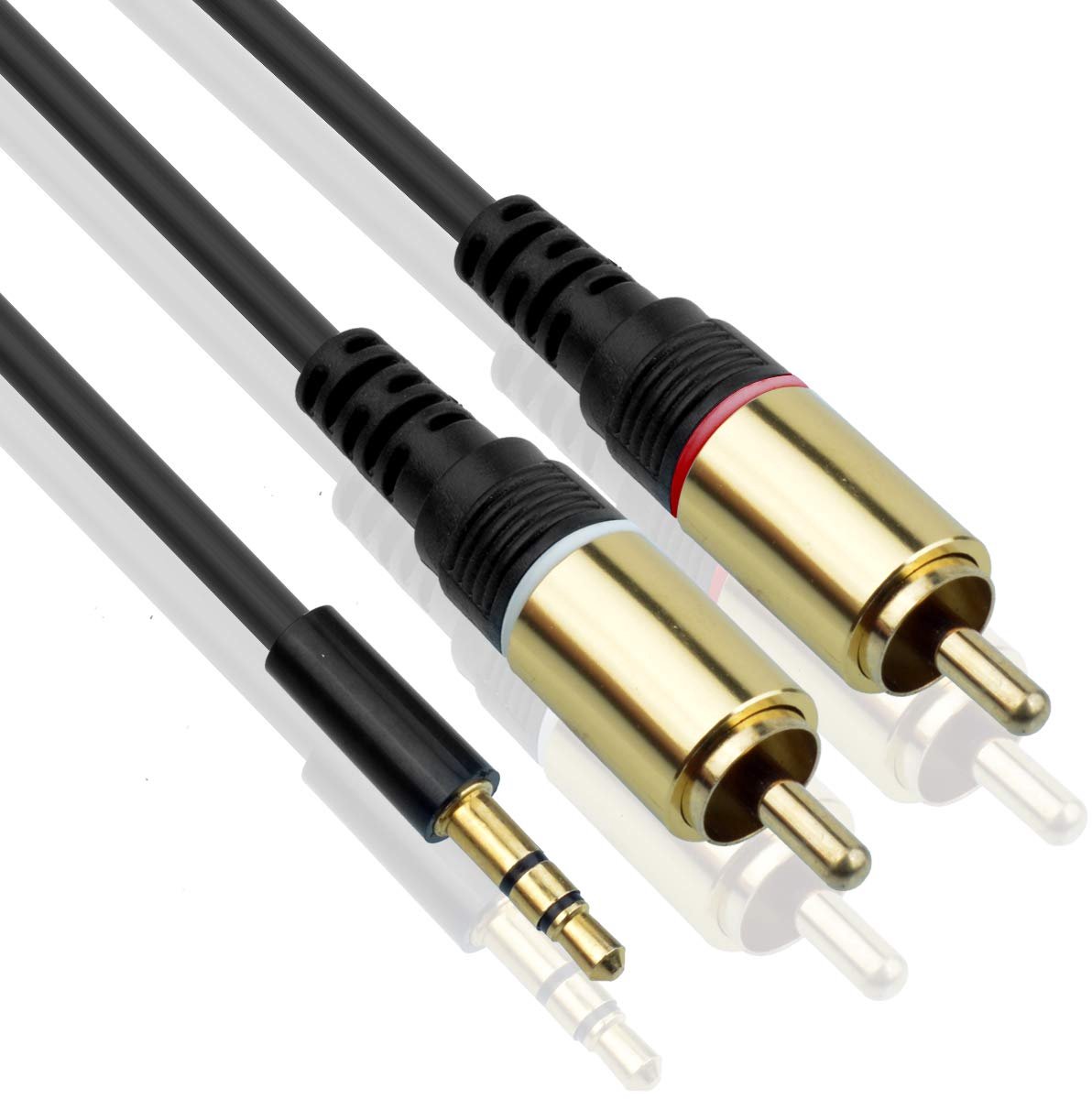 Kabel 3,5 mm Stereo Audio Kabel Mannelijk naar 2 Mannelijk RCA Aux Adapterkabel 3m