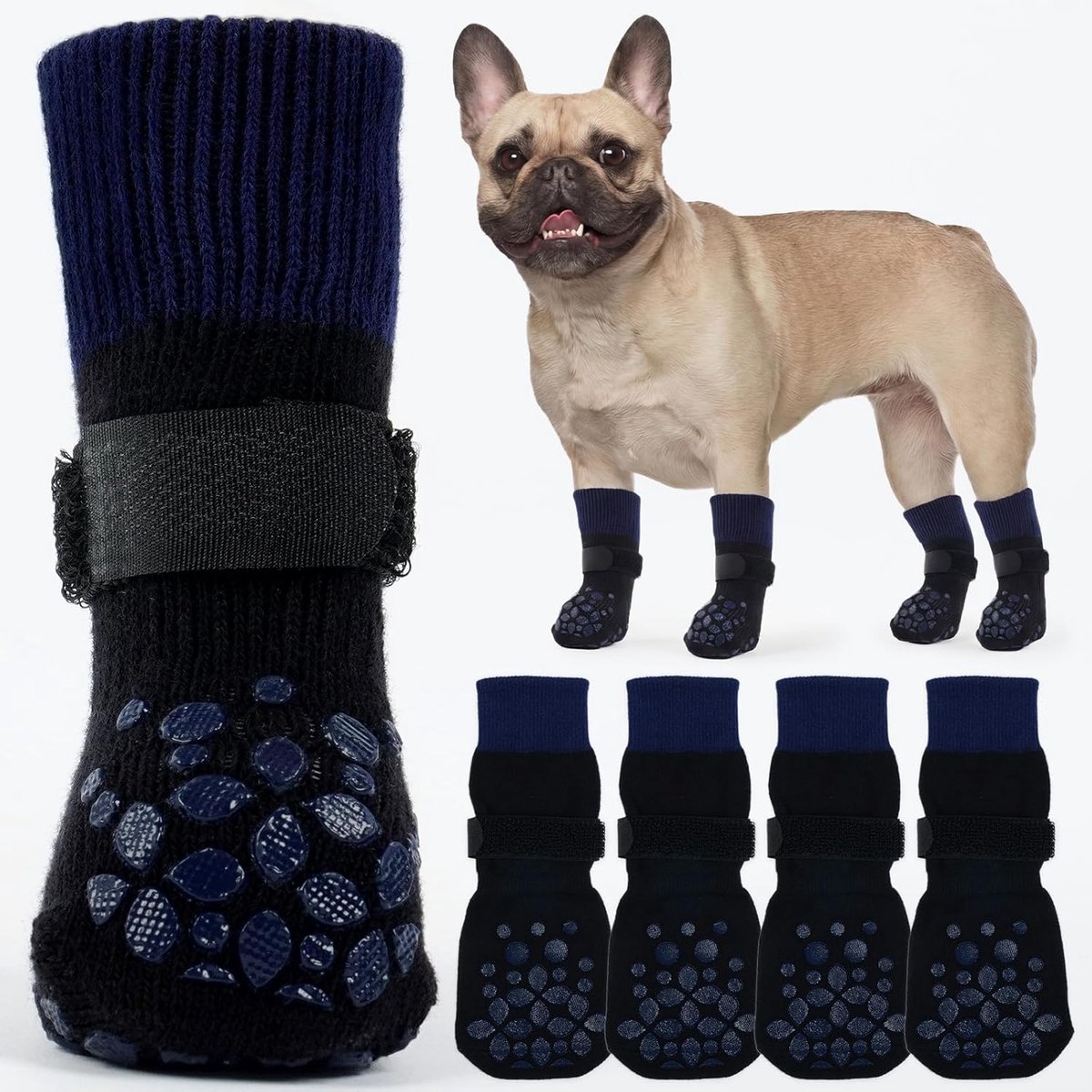 2 paar kattensokken voor gewonde poten, kerstsokken voor katten die stoppen met krabben, hondenpootbeschermers voor gewonde poten, anti-slip grip, sokken, voetbeschermer, puppysokken, beschermende