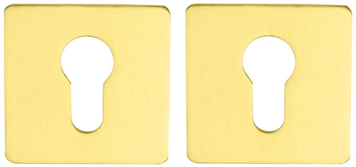Cilinderrozet vierkant 55x3mm ultra dunne rozet van 3mm geborsteld messing PVD gecoat