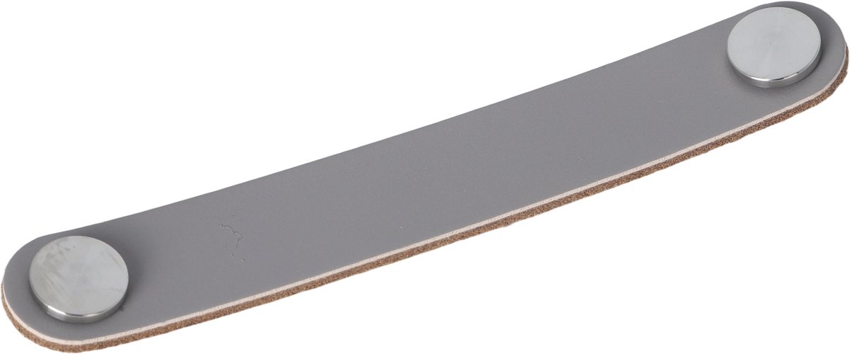 Meubelgreep leer Elena grijs 168mm RVS