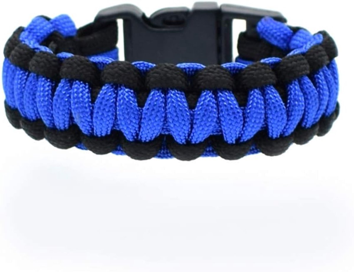 Armband, survival armband, man en vrouw paracord gevlochten survival touw in de kleuren rood, militair groen en parachute blauw. KIES MODEL