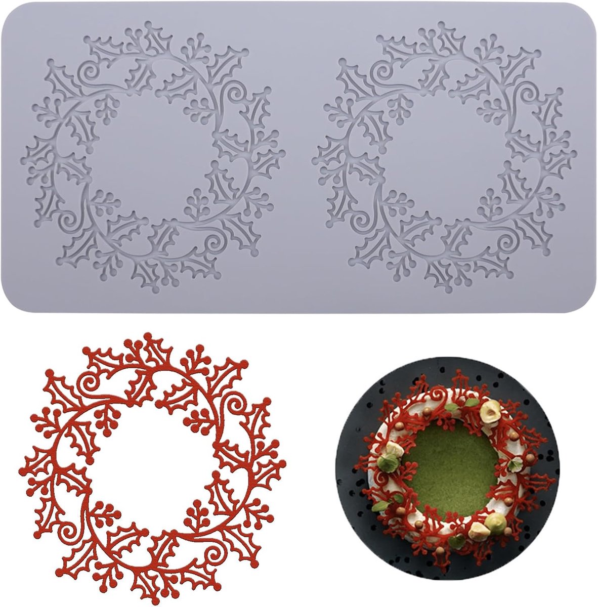Bakmat voor fondant, filigraan taartvorm voor taartdecoratie en reliëf, voedselveilige bakmat, flexibel