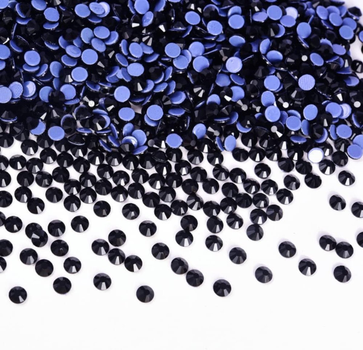 Strassteentjes, kristallen met platte onderkant, strassteentjes, glas, glittersteentjes, nagelkunst, edelstenen, ronde diamanten, hotfix kristal, ronde edelstenen, 1,9-2 mm, zwart