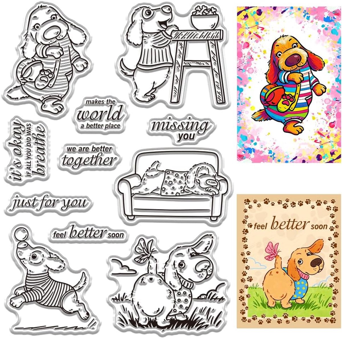 Cartoon hond stempel van helder rubber herbruikbaar puppy groet en zegen spreuken dieren transparante siliconen stempel stempel voor journaling kaarten knutselen decoratie DIY scrapbooking