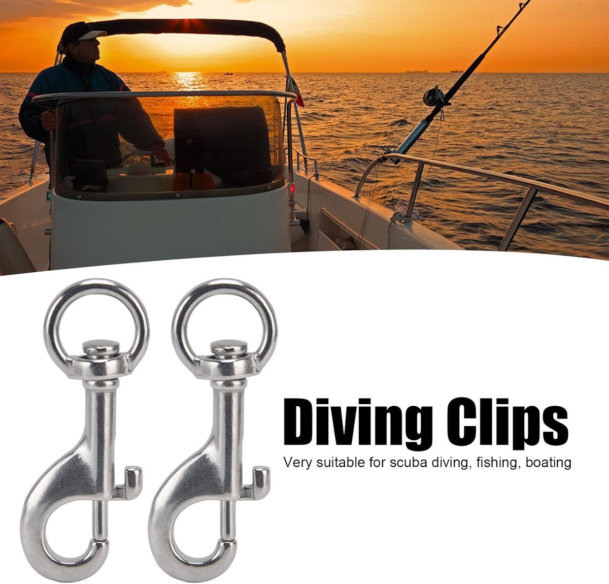 Hooks, Hooks 2pcs Roteren Snap Oogbout 316 Roestvrij Staal Marien Grade Single -einde Duikclip Zware Snaphaak 87 Mm