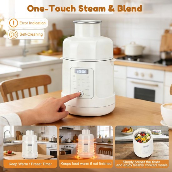 Babyvoedselmaker, babypapbereider, automatisch koken en versnipperen voor gezonde zelfgemaakte babyvoeding, BPA-vrij — afbeelding 4