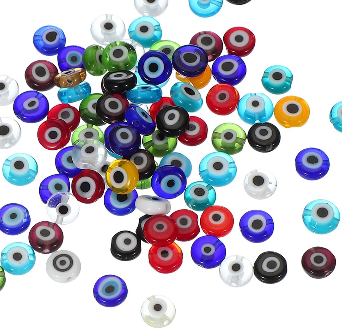 Kralen, 100 stuks Turkse boze oog-bedel, ronde vorm, afstandskralen, hanger, connector voor doe-het-zelf kunst, handwerk, armband, ketting, oorbellen maken, veelkleurig