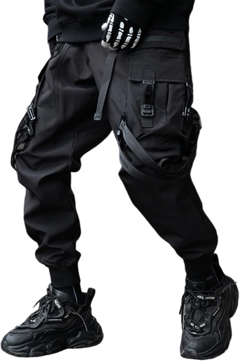 Heren Techwear Japanse Streetwear Goth Zwart Cargo Jogger Mode Tripp Broek