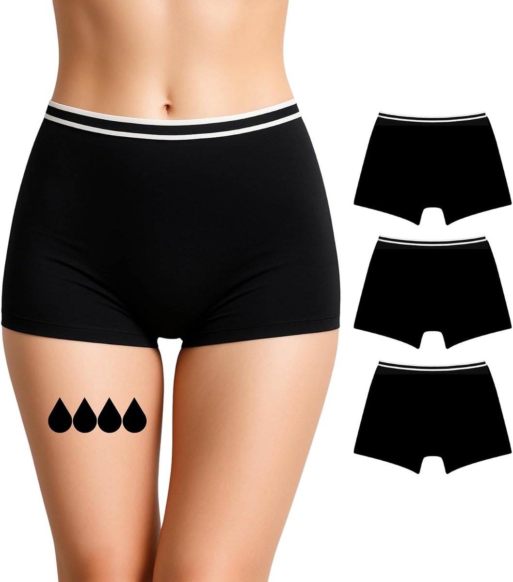Menstruatie-ondergoed, vergelijkbaar met 2-3 tampons; uitwasbaar; katoen; ecologisch; menstruatieondergoed voor ongestelde vrouwen, slips, absorberend; voor meisjes en dames; XXS-3XL