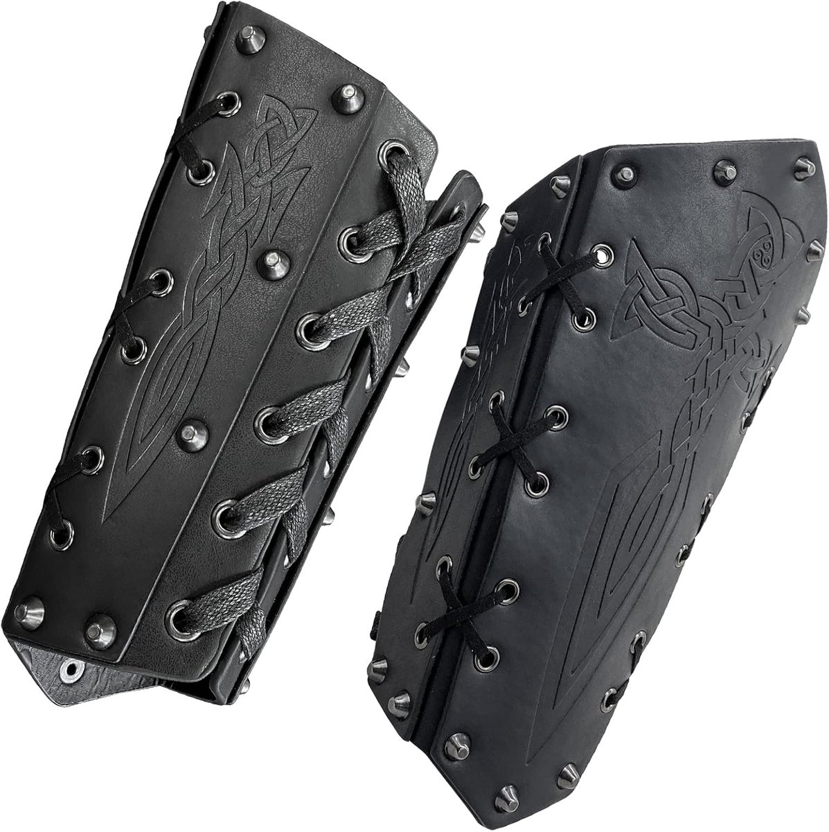Armbeschermers Met Reliëf, Retro Kunstlederen Armbeschermers in Ridderstijl, Vintage Armbeschermers Voor LARP, Ren Faire