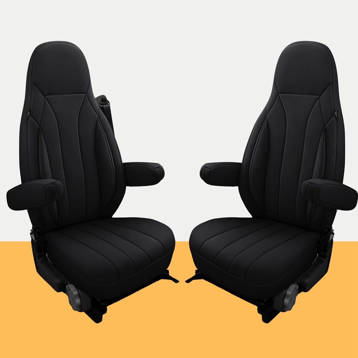 Stoelhoezen compatibel Aguti GIS Liner & Milan camper, 2-delige set met armleuningen, geschikt voor stoelen met geïntegreerde riem, passend Pössl, Knaus, Adria, Carthago