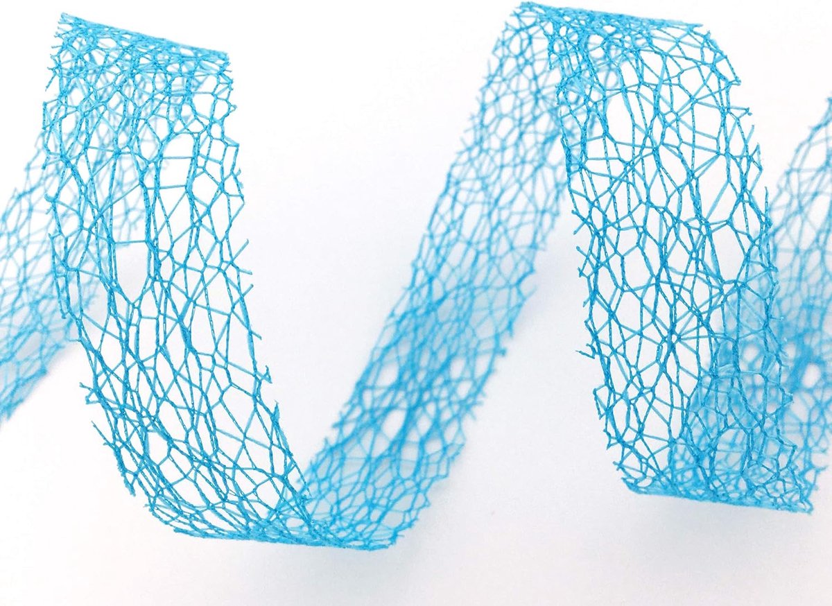 20 m x 25 mm netband LEA TURQUOISE (72) bloemistisch lint lint lint cadeaulint decoratief rooster decoratief bloemistisch lint om te knutselen decoreren zonder draad
