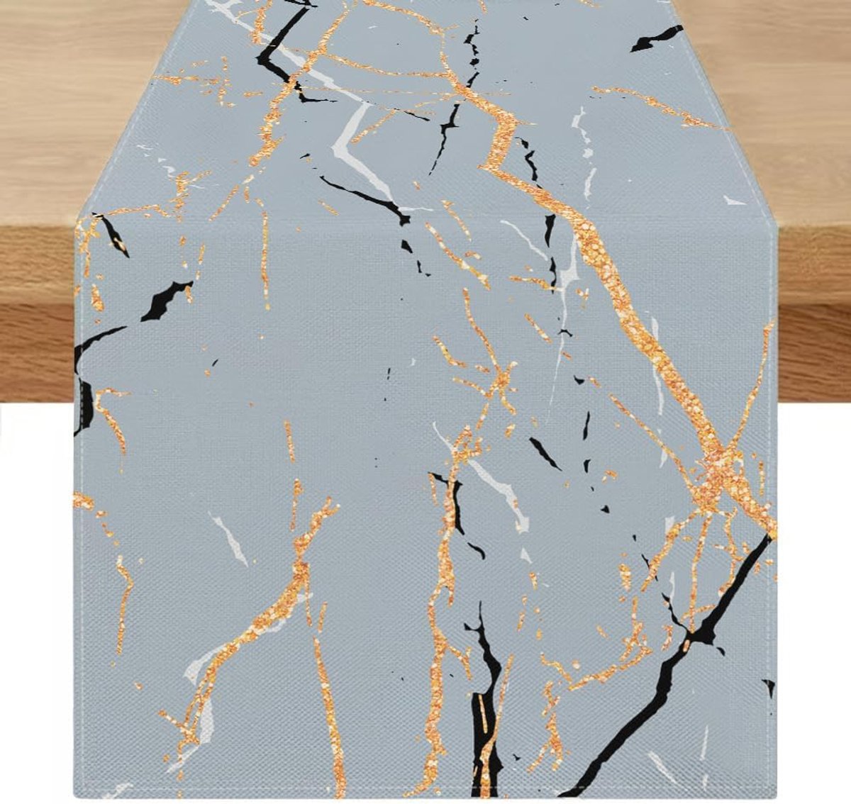 Tafelloper Marineblauw en Grijs Tafelloper Moderne Tafel Marmer Gouden Textuur 40 x 240 cm Rechthoekig Tafelkleed Party Decoratie Bruiloft Keuken Woonkamer Bruiloft Linnen
