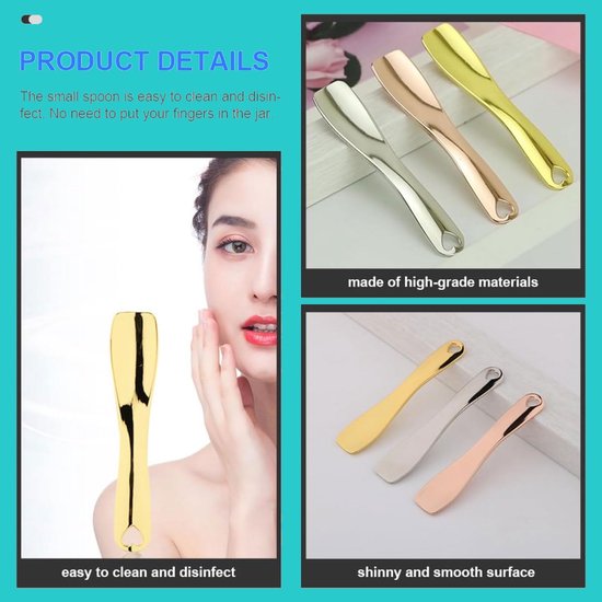 Spatels, 3 stuks, draagbaar, van legering, maskerapplicator en cosmetische spatel voor crème, make-upgereedschap, herbruikbaar, voor lotion, mengen — afbeelding 3