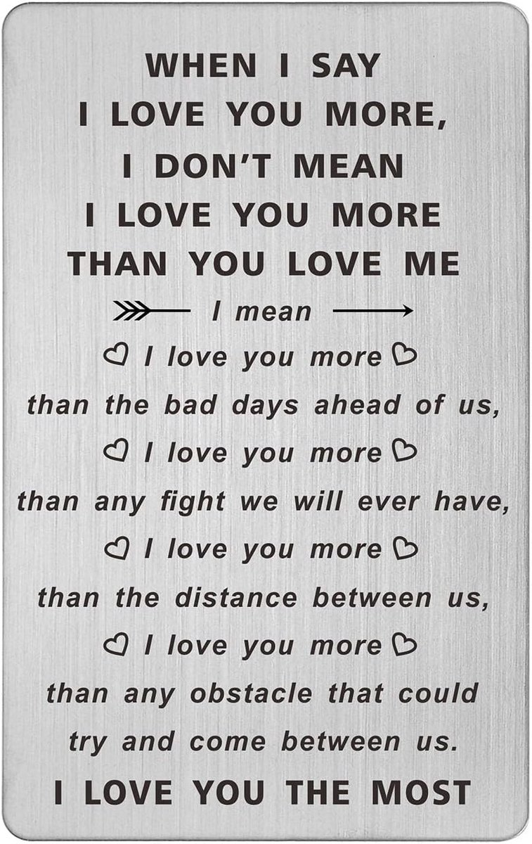 When I Say I Love You More Wallet Card, I Love You Geschenken voor hem haar, Verjaardagskaarten cadeau voor mannen echtgenoot, Sentimentele lange afstand cadeautjes