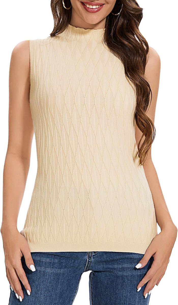 Coltrui voor dames, zonder mouwen, coltrui, ondercol, elegante col, gebreide trui, col, tanktop, bovenstuk, turtleneck shirt