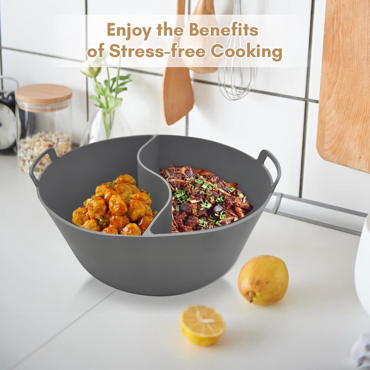 Slowcooker Liners - Crock Pot - Koken Twee Gerechten - Met Middenverdeler - 2 Stuks - Blauw – foto 3