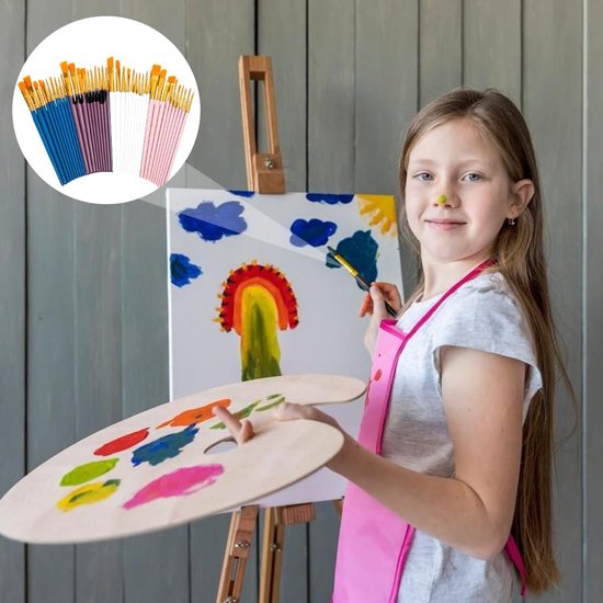 40 stuks hoogwaardige verfkwasten voor kindermake-up, lichaamskunst, acryl, gezicht, stenen en canvas — afbeelding 3