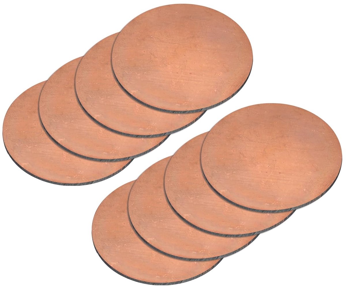 Zuiver koperplaat, 8 stuks 5/8" x 0,04" 18 gauge T2 koperen metalen ronde plaat voor handwerk, elektrische reparaties