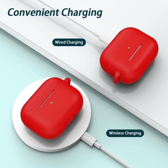 Case voor AirPods Pro 2e/1e generatie met reinigingsset, volledige siliconen bescherming voor Apple AirPods Pro 2023/2022/2019 oplaadcase [LED aan de voorkant zichtbaar],Rood — afbeelding 5
