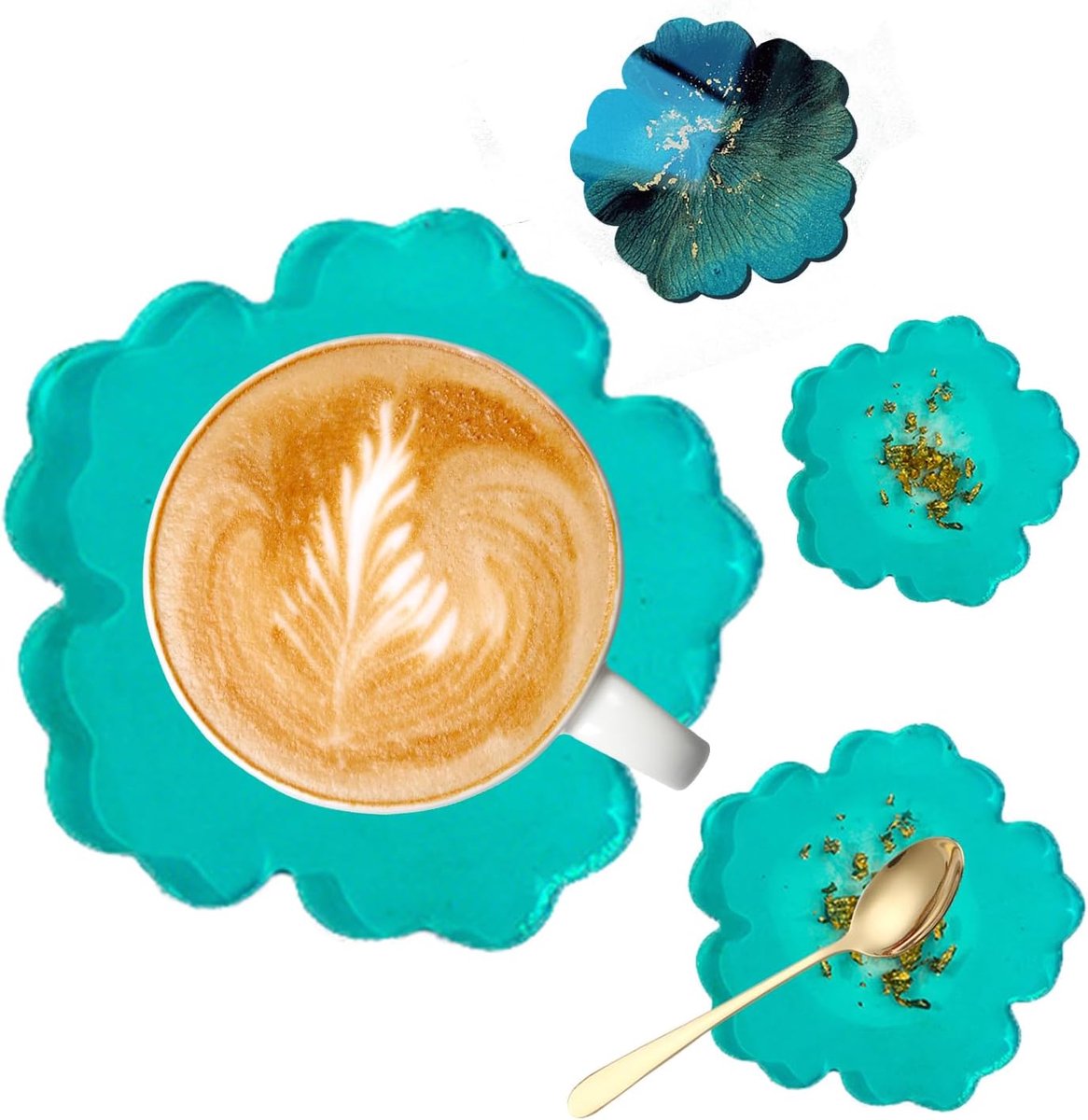 Hars Mallen 5 Stuks DIY Bloemvorm Agaat Coaster Siliconen Mal Epoxy Hars Gietmallen voor DIY Kunst Ambachten Cup Matten Woondecoratie